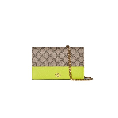 GUCCI GG MARMONT BI-COLOR WALLET ON CHAIN 497985 (20*12.5*4cm)